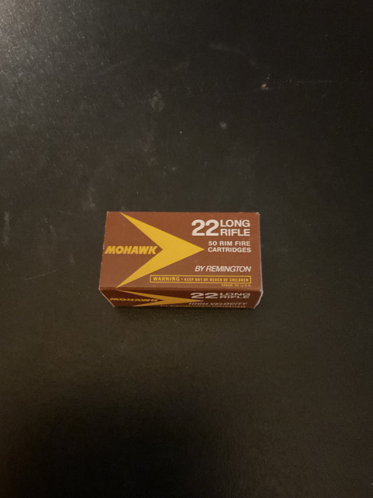 Vintage Remington Mohawk .22 Long Rifle High Velocity Rimfire Cartridges — Full Box of 50