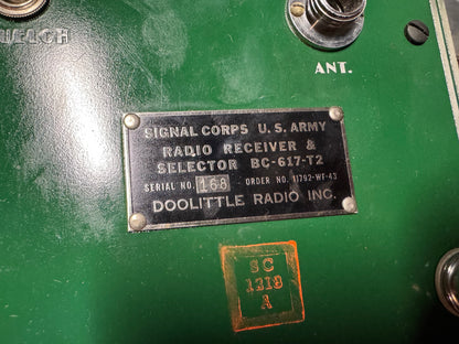 WWII-era U.S. Army Signal Corps Radio Receiver & Selector BC-617-T2