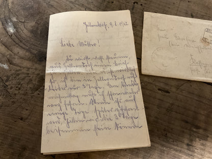 Original WWII German Feldpost Letter & Envelope-Zellendorf-Aug 1942