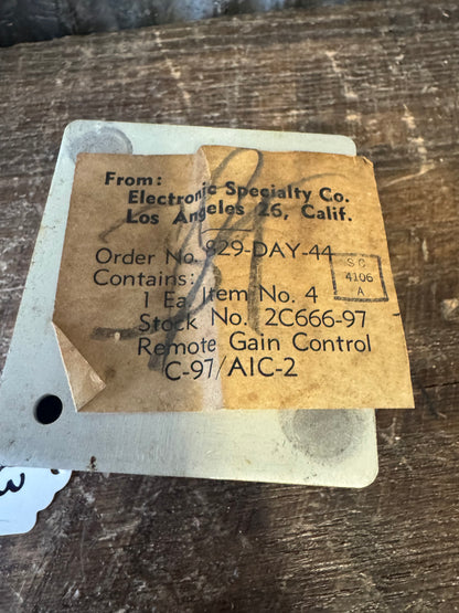 WWII U.S. Army Signal Corps C-97/AIC-2 Remote Interphone Gain Control