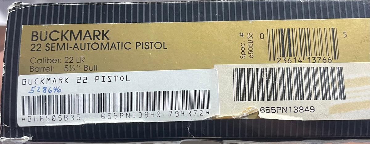 Browning Buck Mark .22 LR Semi-Automatic Pistol – 5.5” Bull Barrel – Box & Papers