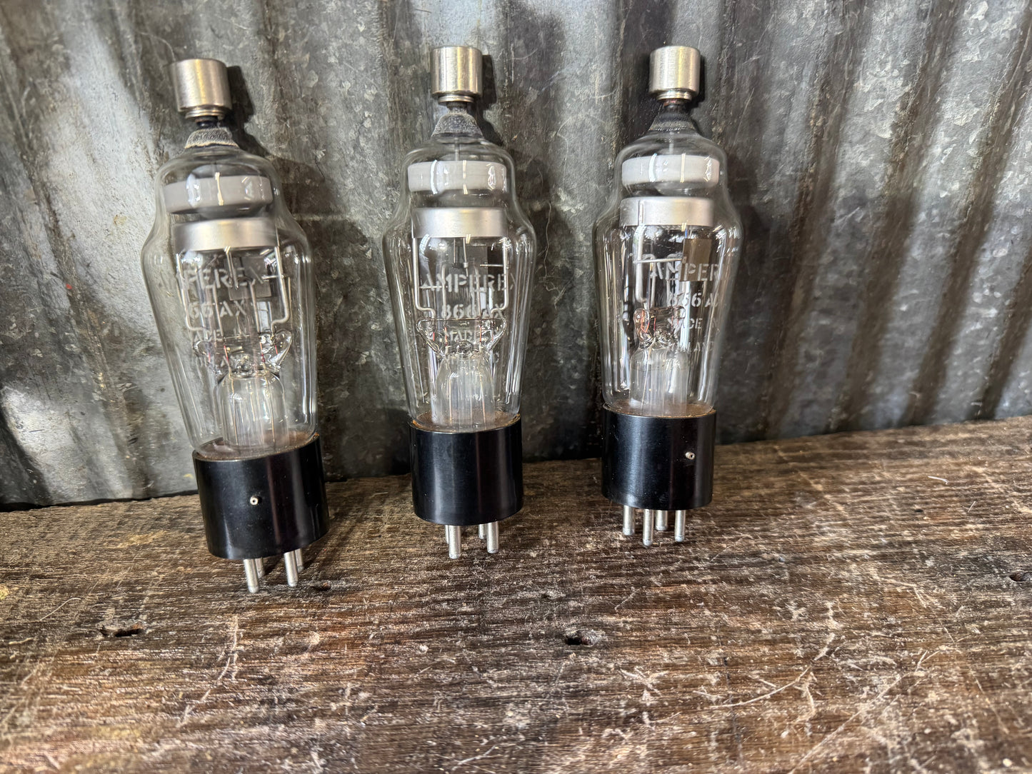 Vintage Amperex 866A Mercury-Vapor Rectifier Tubes – Lot of 3 – Large Industrial/Radio Vacuum Tubes