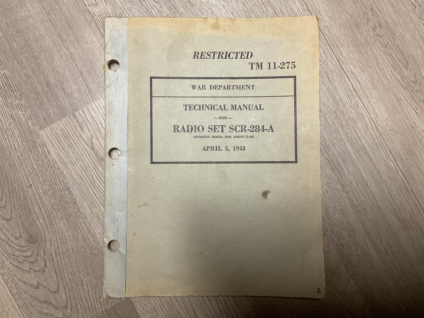 Technical Manual For SCR-284-A Radio Set