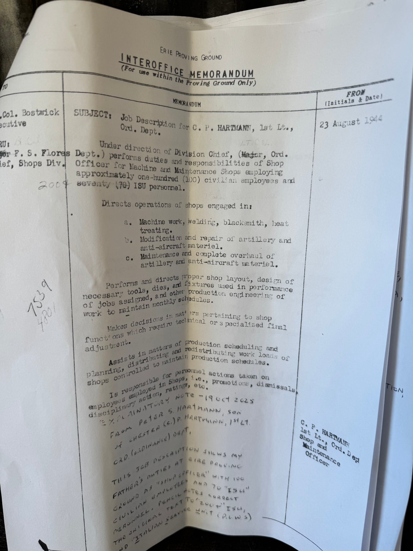 Documented WWII Officer-Made Miniature Brass Cannon “Long Tom” – Lt. Chester P. Hartmann, U.S. Army Ordnance Erie Proving Ground (E.P.G.), Ohio – 1944