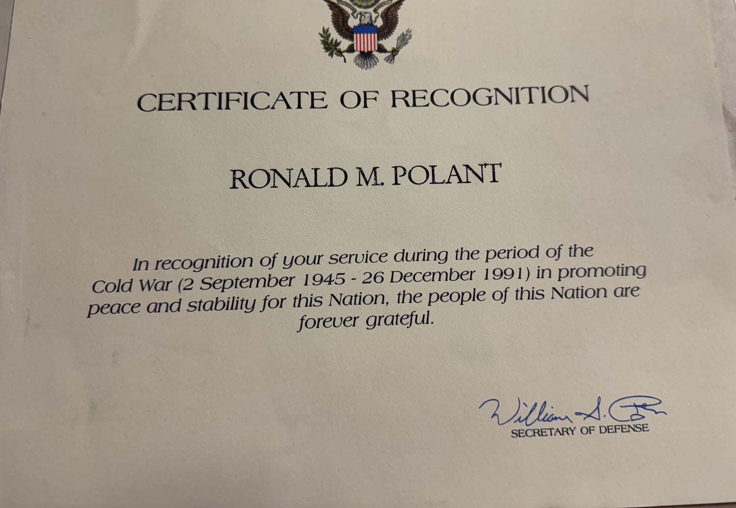UNITED STATES COAST GUARD

REAR ADMIRAL RONALD M. POLANT

NAMED AVIATION & COMMAND GROUPING