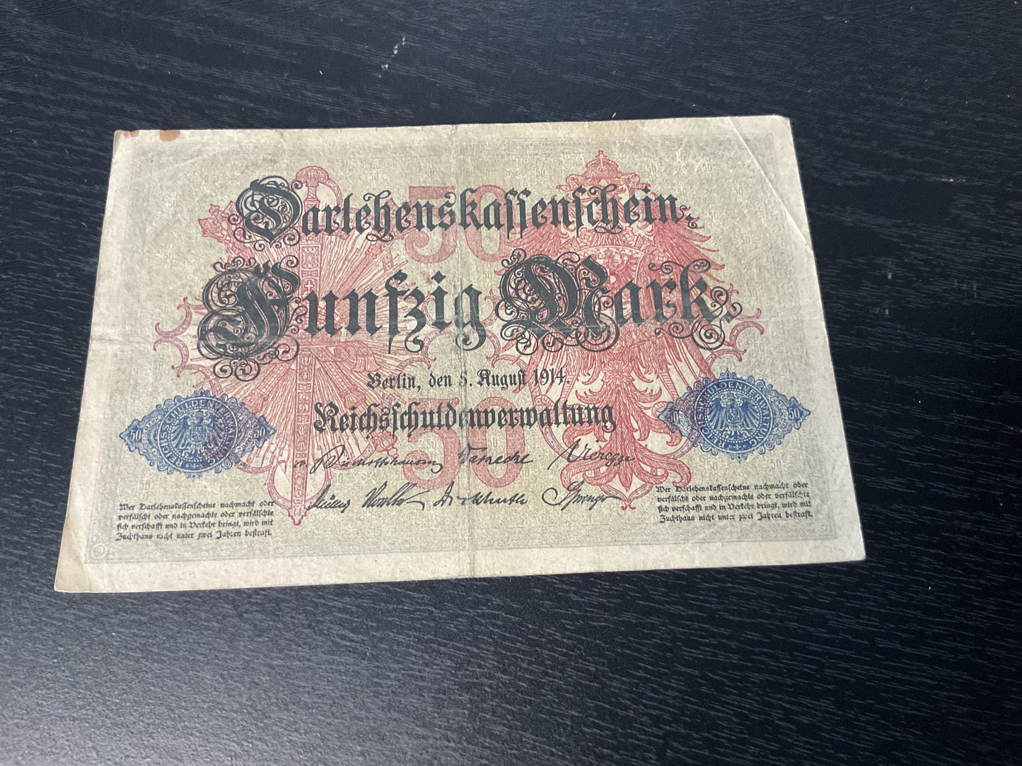 German 50 Marks Loan Office Bill 1914