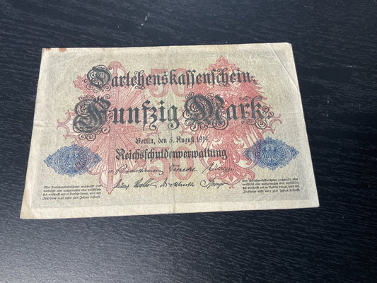 German 50 Marks Loan Office Bill 1914