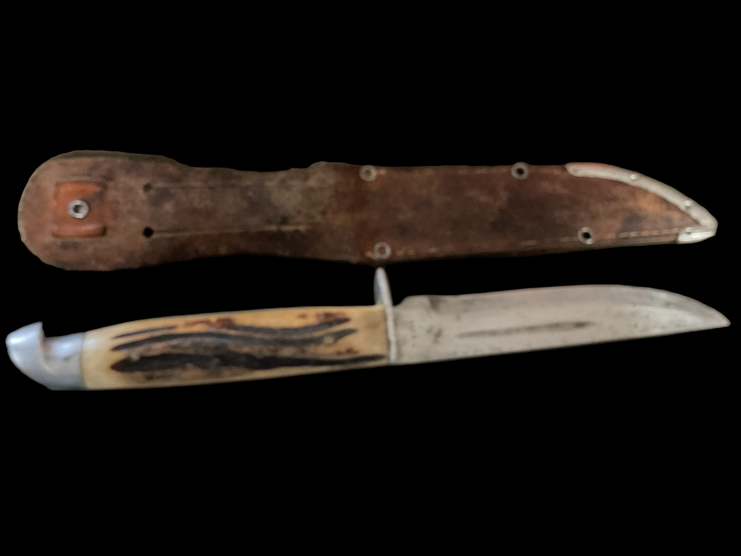 SFB Sweden Stag-Handle Hunting Knife with Original Leather Sheath