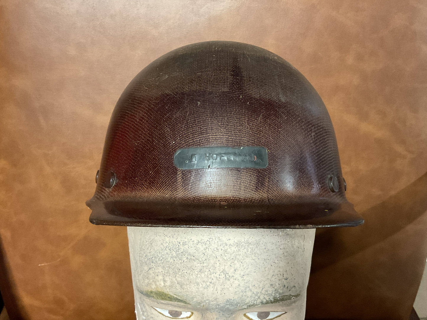 Vintage MSA Skullgard Brown Phenolic Hard Hat-Industrial Mining Helmet-USA