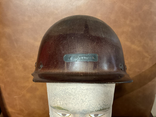 Vintage MSA Skullgard Brown Phenolic Hard Hat-Industrial Mining Helmet-USA