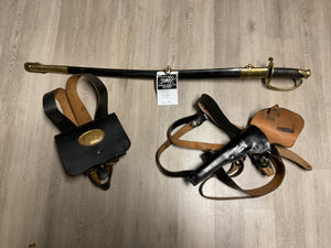 Civil War Cavalry Equipment Display Set (Reproduction) Saber, Cartridge Box, and Holster Rig