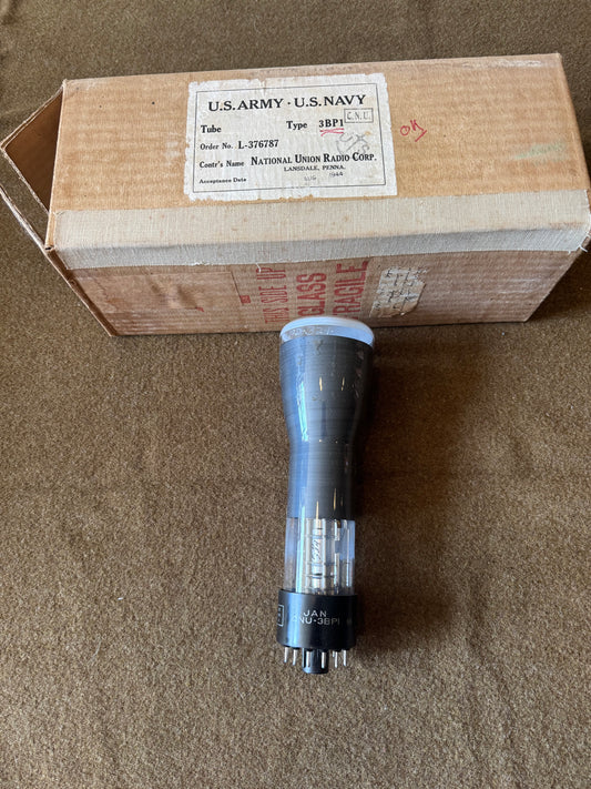 NOS WWII JAN CNU-3BP1 CRT Tube w/ Original U.S. Army / U.S. Navy Box
