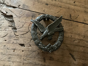 WWII German Luftwaffe Pilot/Observer Badge-Unmarked Two-Piece Construction
