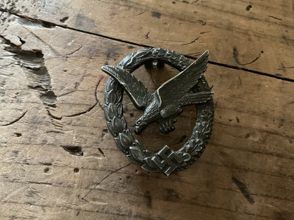 WWII German Luftwaffe Pilot/Observer Badge-Unmarked Two-Piece Construction