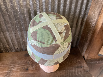 M38 German Paratrooper Helmet Double Decal with Splinter Camo Cover