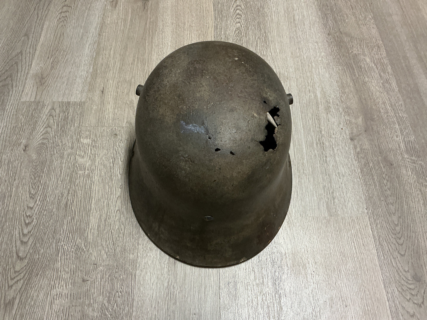 German M1916 Stahlhelm Shell-Battle Damaged Relic-Imperial German Steel Helmet
