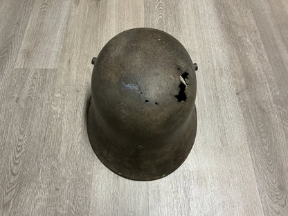 German M1916 Stahlhelm Shell-Battle Damaged Relic-Imperial German Steel Helmet