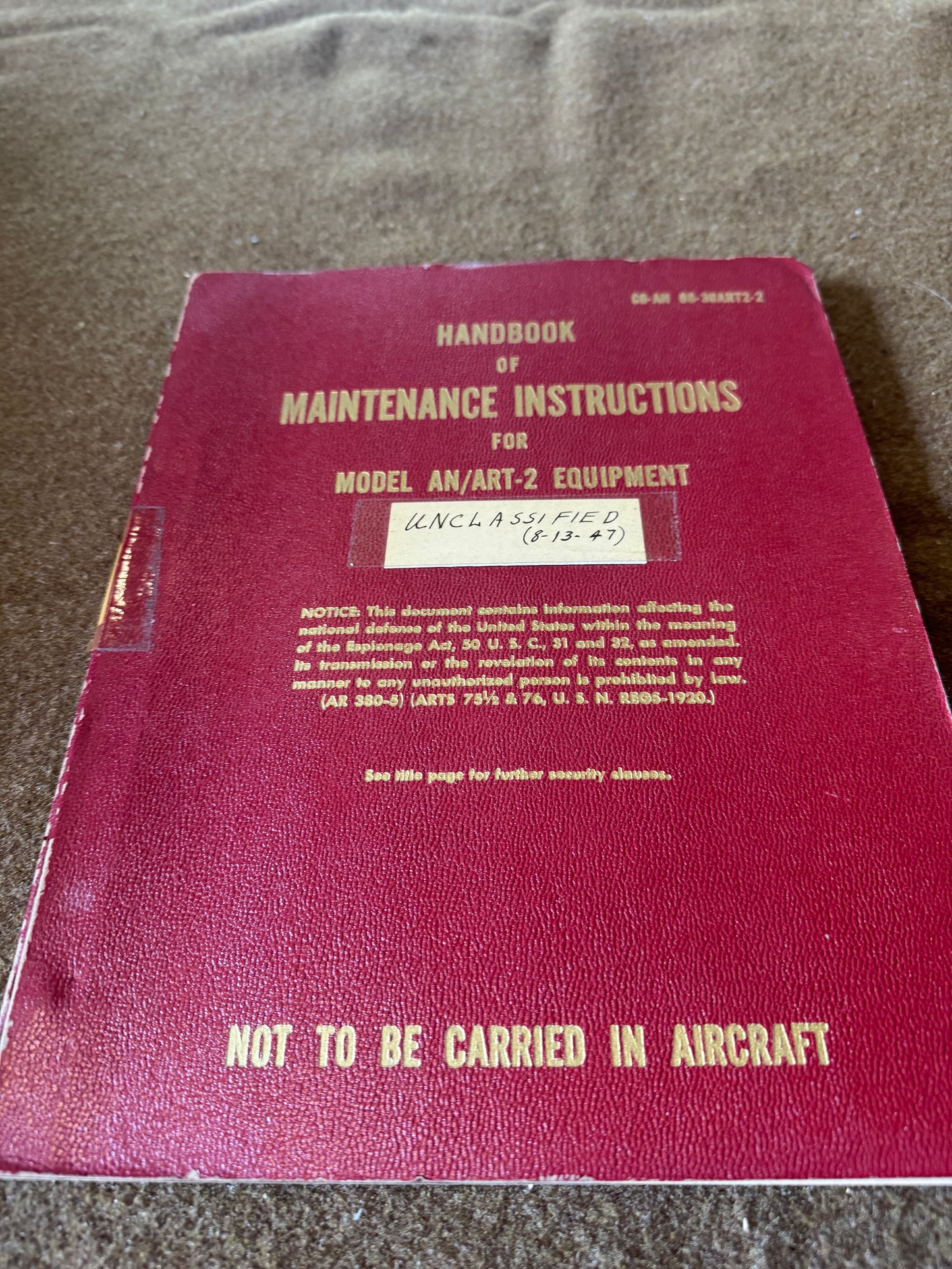 WWII AN/ART-2 Maintenance Handbook