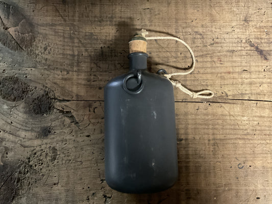 Vintage Military Style Blackened Aluminum Canteen/Flask w/ Cork Stopper