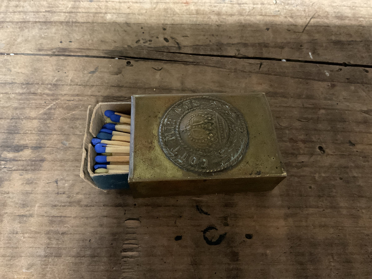 WWI Imperial German “Gott Mit Uns” Trench Art Matchbox Holder-Belt Buckle Emblem