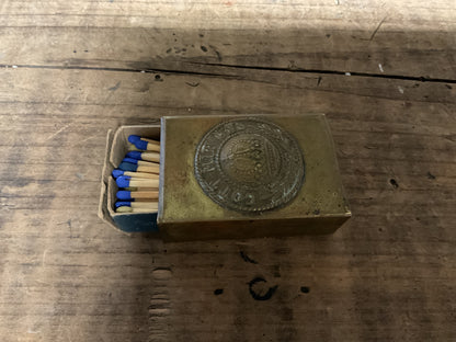 WWI Imperial German “Gott Mit Uns” Trench Art Matchbox Holder-Belt Buckle Emblem