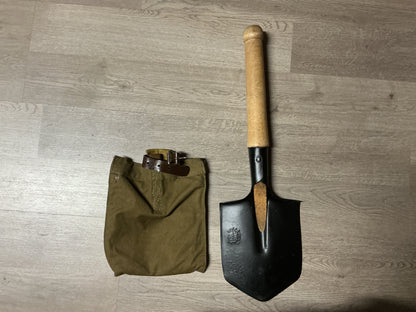 1981 OTKI Marked Military Entrenching Shovel w/ Canvas Carrier Eastern Block Surplus