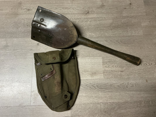 Original U.S. Military Ames 1966 VietnamFolding Entrenching Tool E-Tool w/ Cover Also Marked