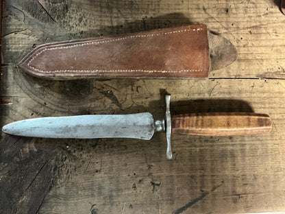 Vintage Handmade Bowie/Fighting Knife w/ Leather Sheath