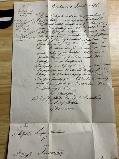 1876 Imperial German Folded Letter & Cover-Breslau to Janowitz-Church Correspondence-Wax Sealed with Stamps