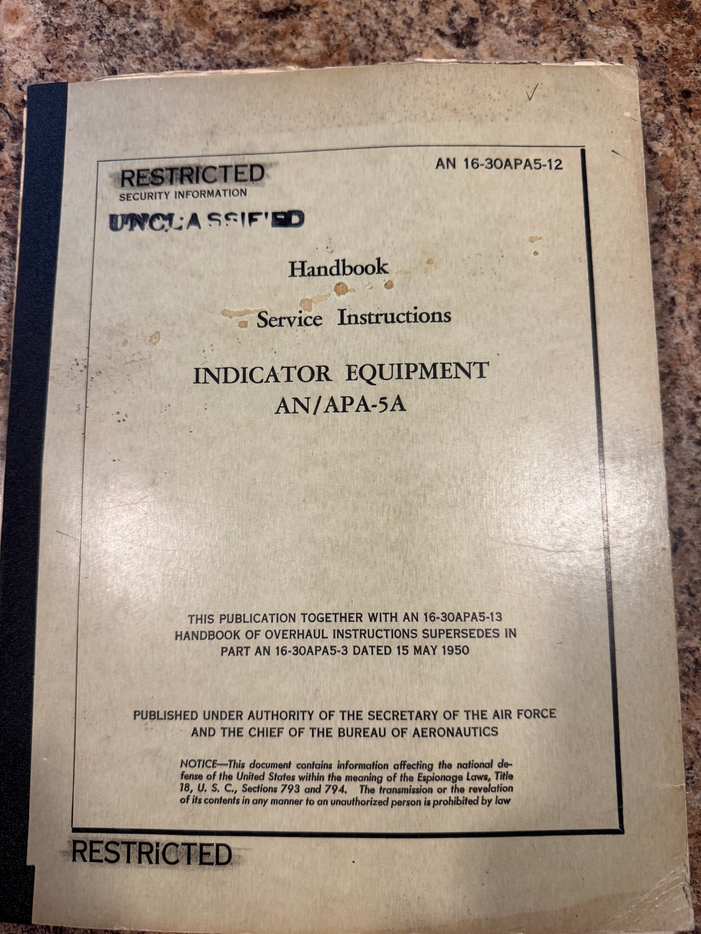 U.S. Air Force AN/APA-5A Indicator Equipment Service Manual – 1952