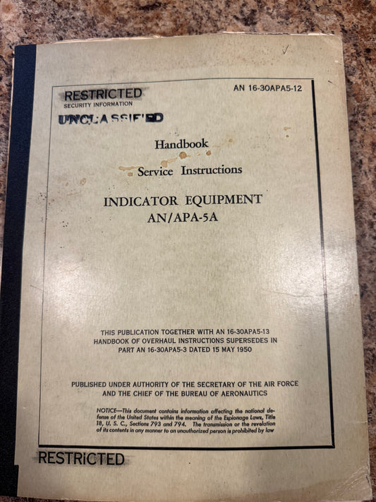 U.S. Air Force AN/APA-5A Indicator Equipment Service Manual – 1952