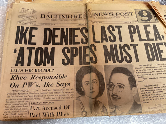 The Baltimore News Post June 19, 1953 “Atom Spies”