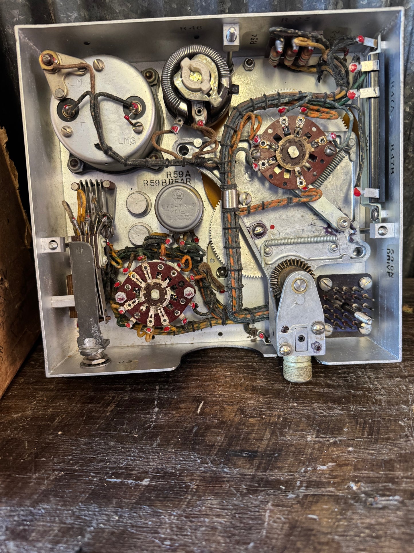 Original WWII U.S. Army Air Corps Radio Direction Finding (RDF) setup, used in aircraft for navigation and signal tracking.