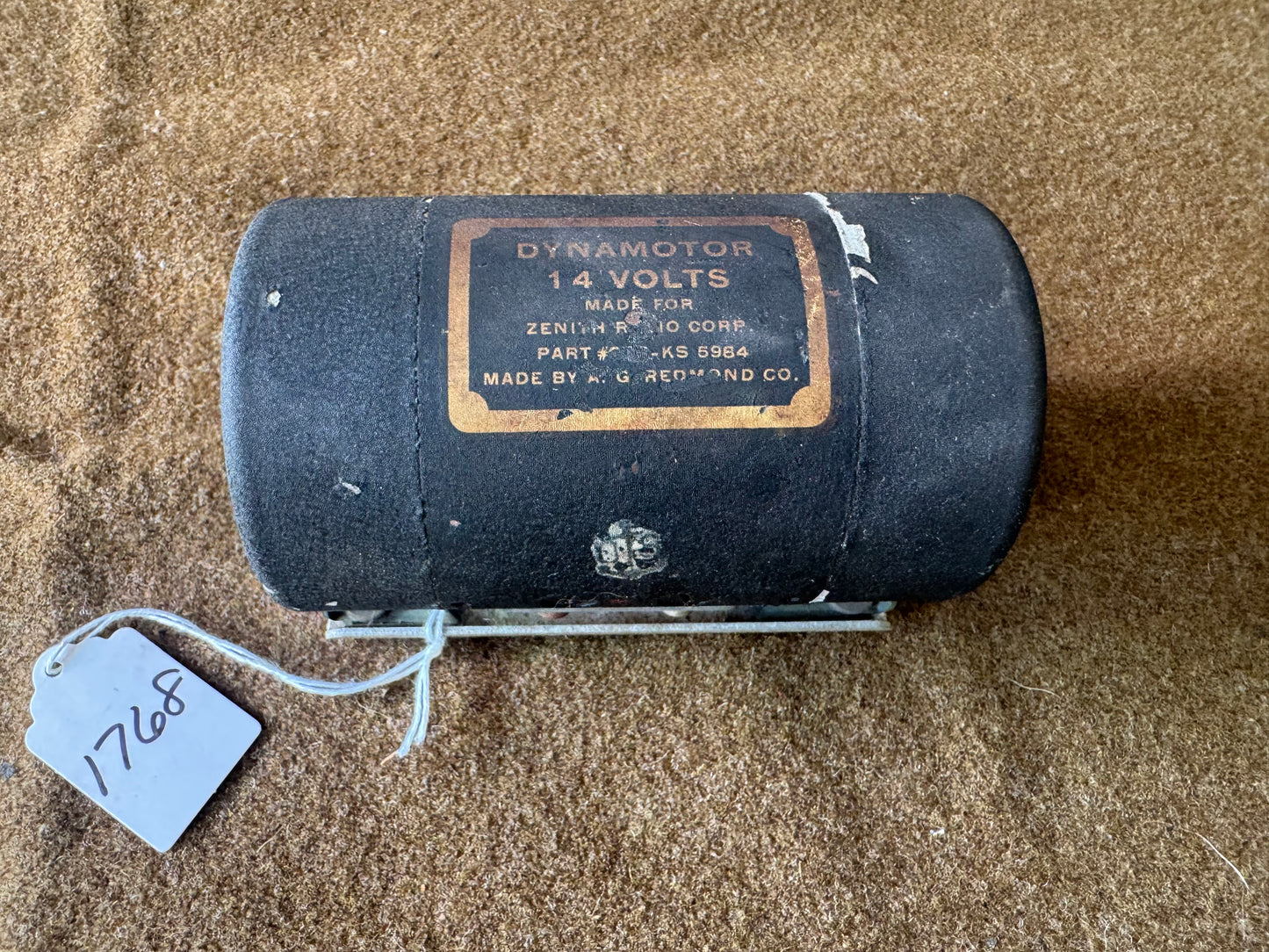 Zenith Radio Corp. 14 Volt Dynamotor KS-5964 Military Radio Power Supply by A.G. Redmond Co.