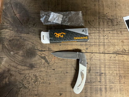 Browning Pheasants Forever Folding Pocket Knife-Bone Handle