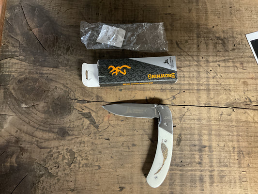 Browning Pheasants Forever Folding Pocket Knife-Bone Handle