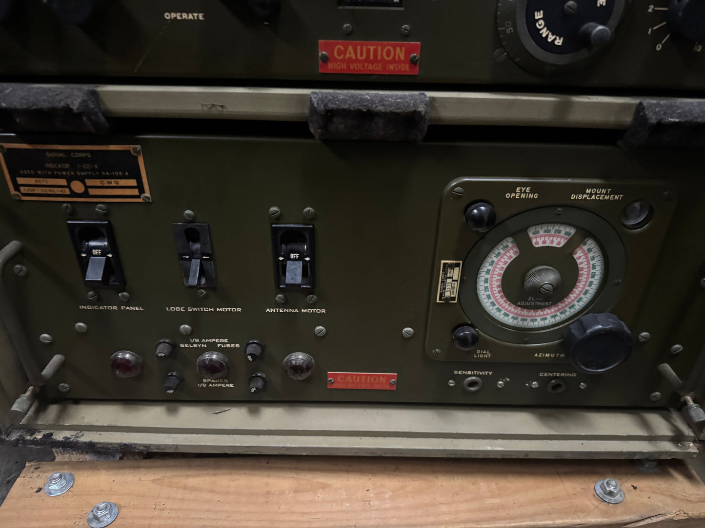 Original WWII-era U.S. Army Signal Corps radar control and indicator cabinet