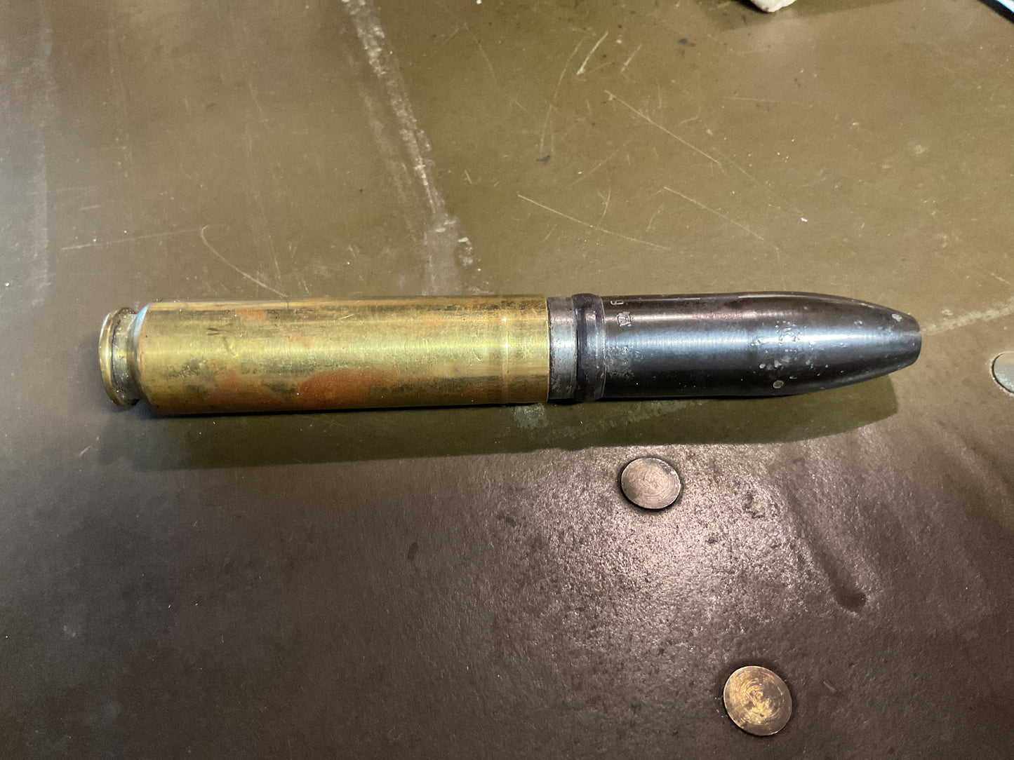 Inert 20x72mm RB Shell with Solid Steel Flat Nose Projectile
