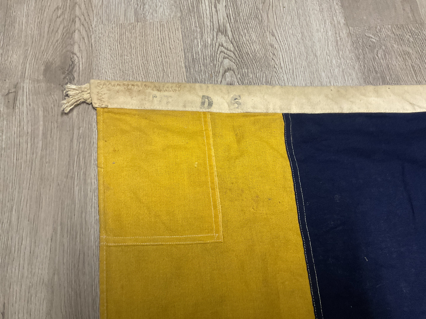 Vintage Maritime International Code Signal Flag-Letter “D”/Delta-Lg. Sewn Yellow & Blue Shipboard Flag