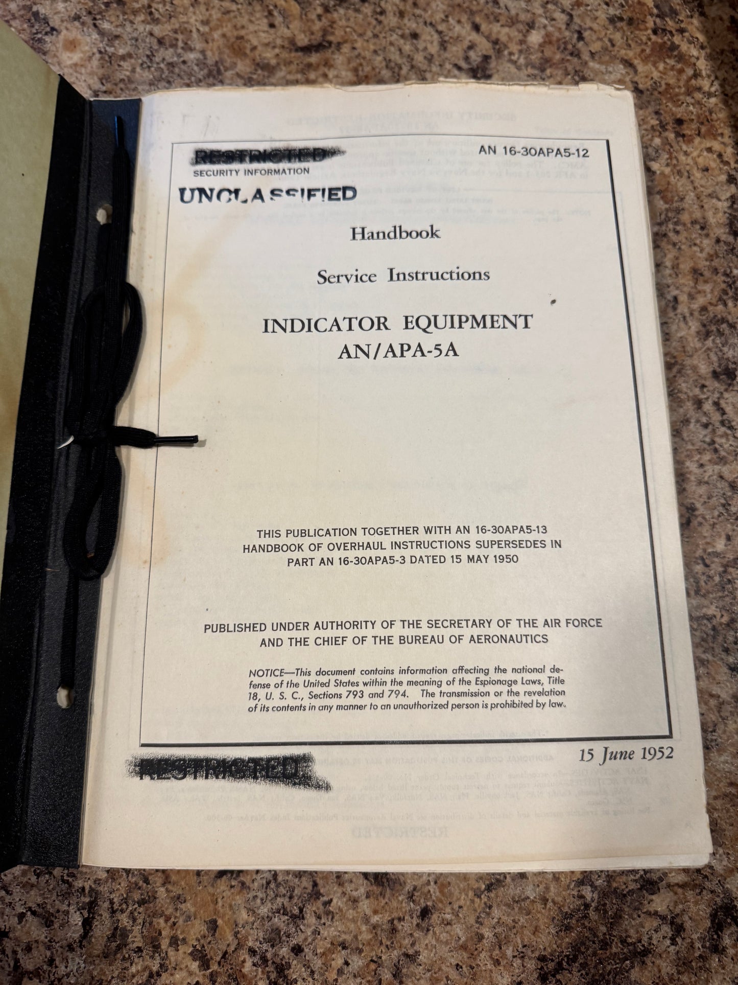 U.S. Air Force AN/APA-5A Indicator Equipment Service Manual – 1952