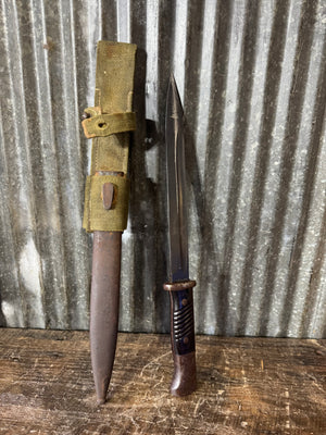 WWII German K98 Mauser Bayonet by Mundlos with Steel Scabbard & Web Frog