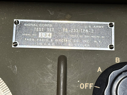 WWII U.S. Army Signal Corps Test Set TS-233/TPN-2