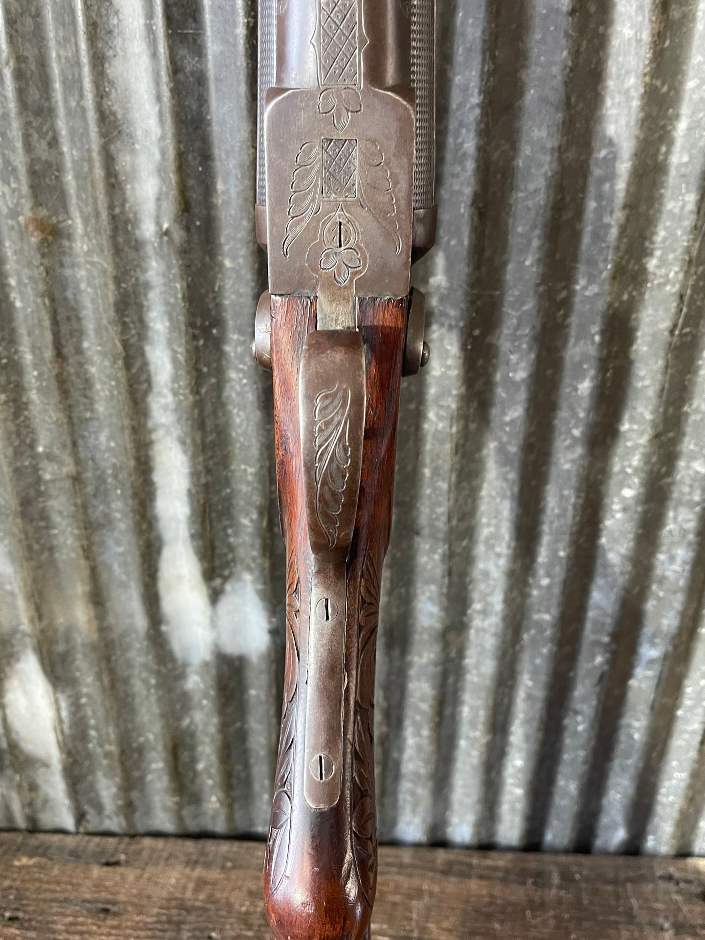 Belgian Wilmot 16 Gauge Side-by-Side Shotgun – Hand Carved Stock – Antique Double Barrel