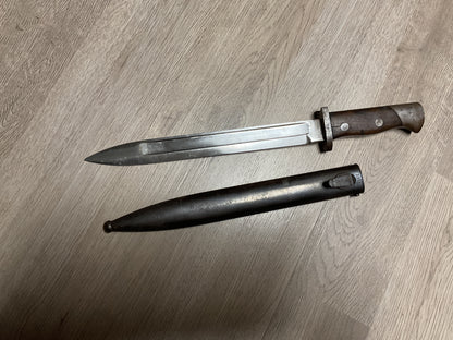 Vintage Military Mauser-Pattern Bayonet w/ Steel Scabbard-Scabbard #3922