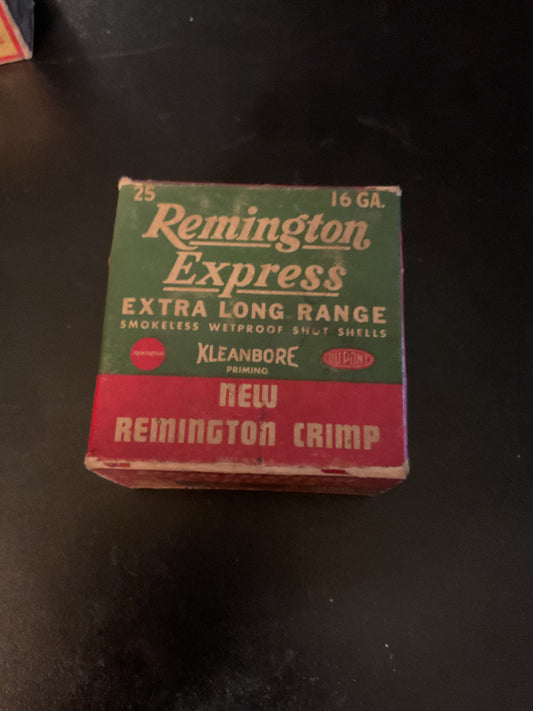 Vintage Remington Express Extra Long Range 16 Gauge Shot Shells — Full Box of 25