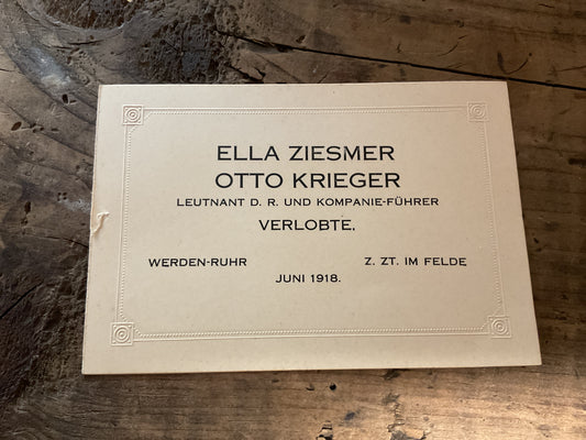Imperial German WWI Engagement Announcement-June 1918