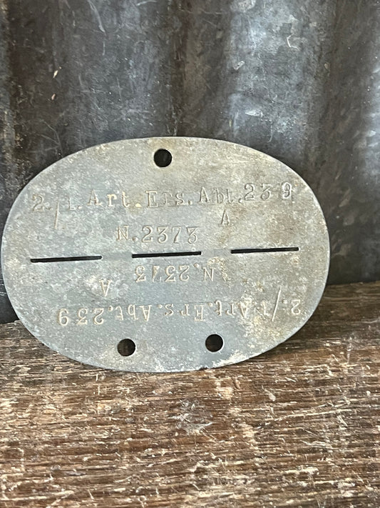 Original WWII German Wehrmacht Dog Tag – 2nd Battery Light Artillery Replacement Battalion 239