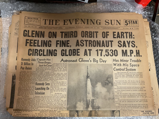 The Evening Sun Feb 20, 1962 “Third Orbit”