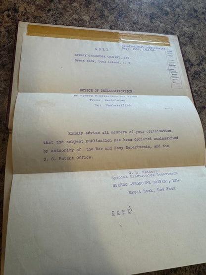 WWII Sperry Microwave Transmission Design Data – 1944 – Confidential