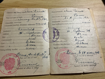 1946 Austrian Allied Occupation Identity Card-Vienna-Named “Irma Novak”-WWII Era ID